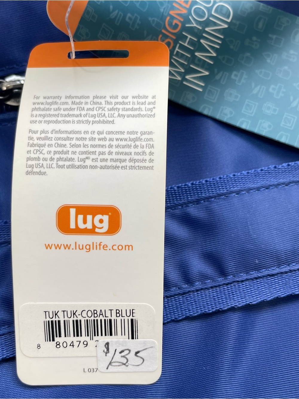 NEW Lug Tuk Tuk Travel Bag Cobalt Blue Quilted Pockets Stroller Straps NWT - Picture 16 of 16